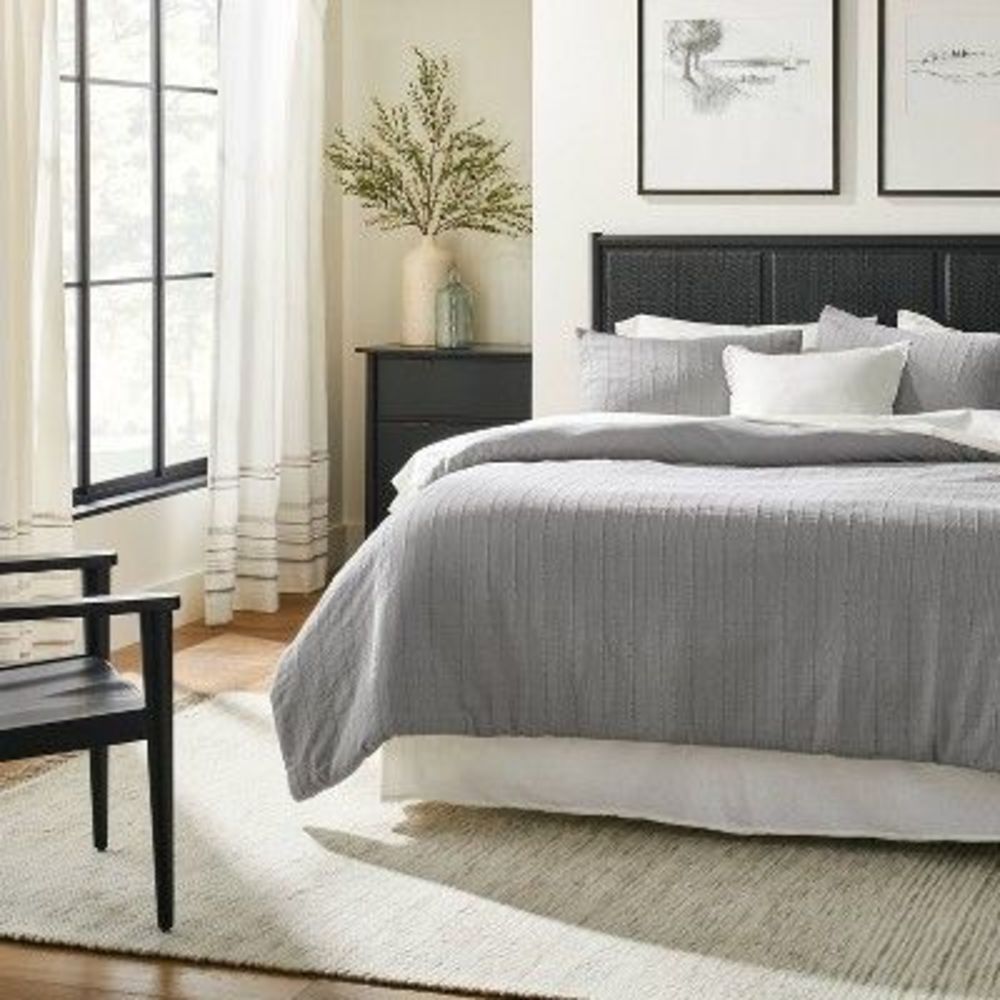 King Washed Loop Stripe Duvet Cover Bedding Set Gray - Hearth & Hand Threshold - Picture 3 of 4